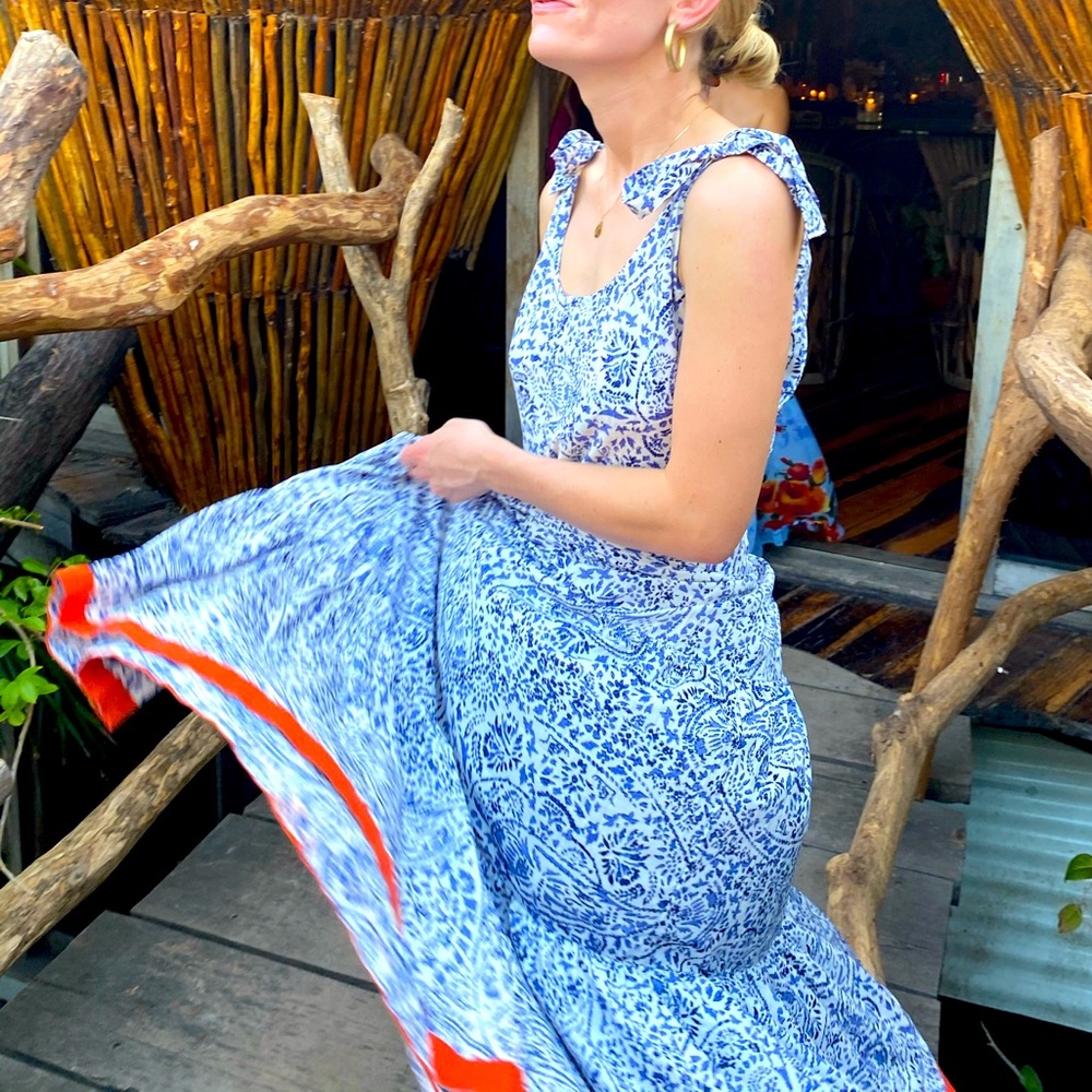 Blue and White Maxi Dress